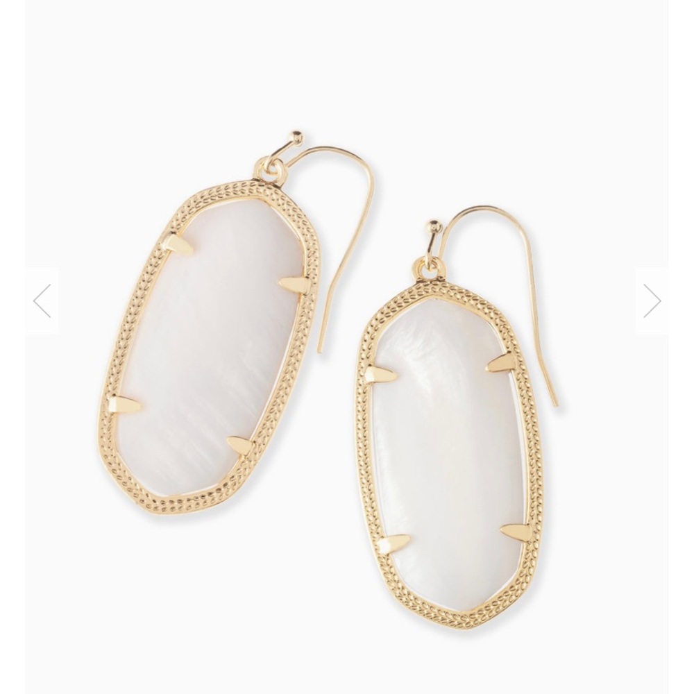 Elle Gold Drop Earrings in White